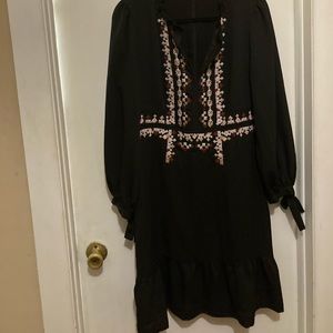 Ann Taylor dress black embroidered
